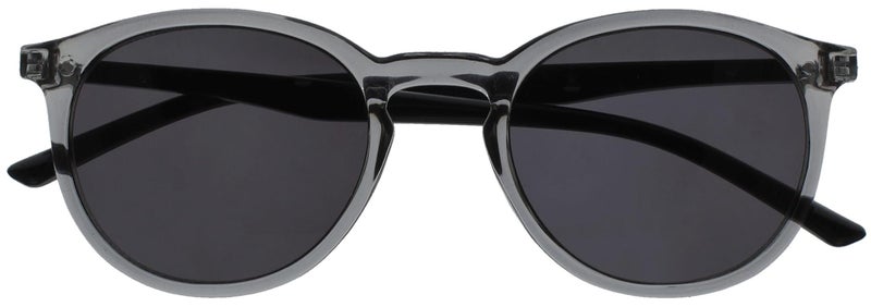 OPULIZE MET Fashion Sunglasses for Women Men - Slim Round Frame - Tinted UV400 Protection Lens - Spring Hinges - Grey Transparent - Image 1