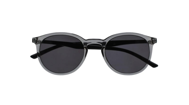 OPULIZE MET Fashion Sunglasses for Women Men - Slim Round Frame - Tinted UV400 Protection Lens - Spring Hinges - Grey Transparent - Image 1
