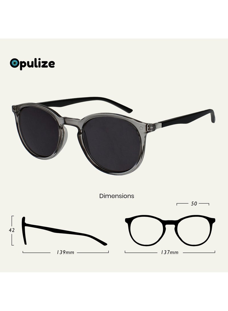 OPULIZE نظارات شمسية عصرية للنساء والرجال - إطار دائري نحيف - عدسات ملونة بحماية UV400 - مفصلات نابضة - رمادي شفاف - Image 2