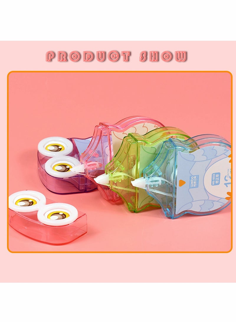 SYOSI Owl Correction Tape   Simple Transparent Candy Color Portable Correction Tape Easy for Students to Correct Errors Correction Tape C ute and Creative Stationery 1pcs 4 color random - Image 5