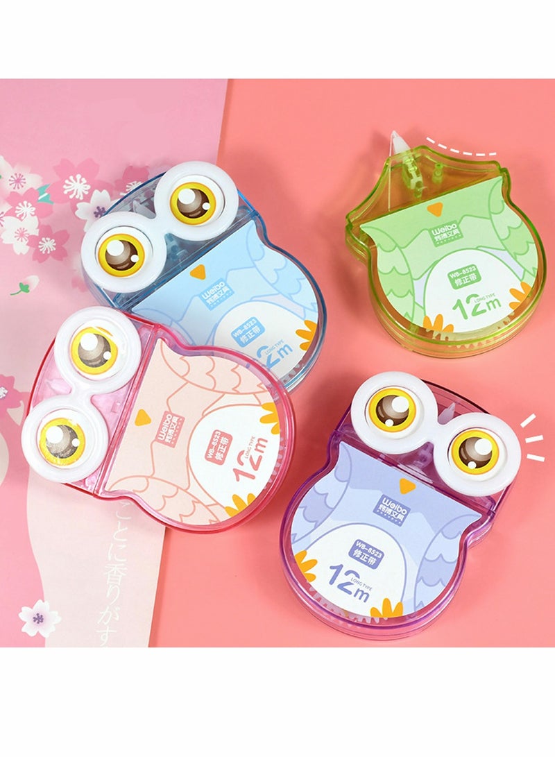 SYOSI Owl Correction Tape   Simple Transparent Candy Color Portable Correction Tape Easy for Students to Correct Errors Correction Tape C ute and Creative Stationery 1pcs 4 color random - Image 1