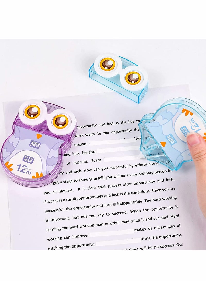 SYOSI Owl Correction Tape   Simple Transparent Candy Color Portable Correction Tape Easy for Students to Correct Errors Correction Tape C ute and Creative Stationery 1pcs 4 color random - Image 3