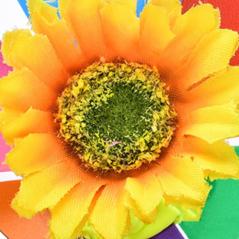 مجموعة ديكور حديقة خارجية نابضة بالحياة من 6 طواحين هواء دوارة على شكل عباد الشمس، مجموعة من 10 قطع مع قضبان خشبية متينة - Image 5