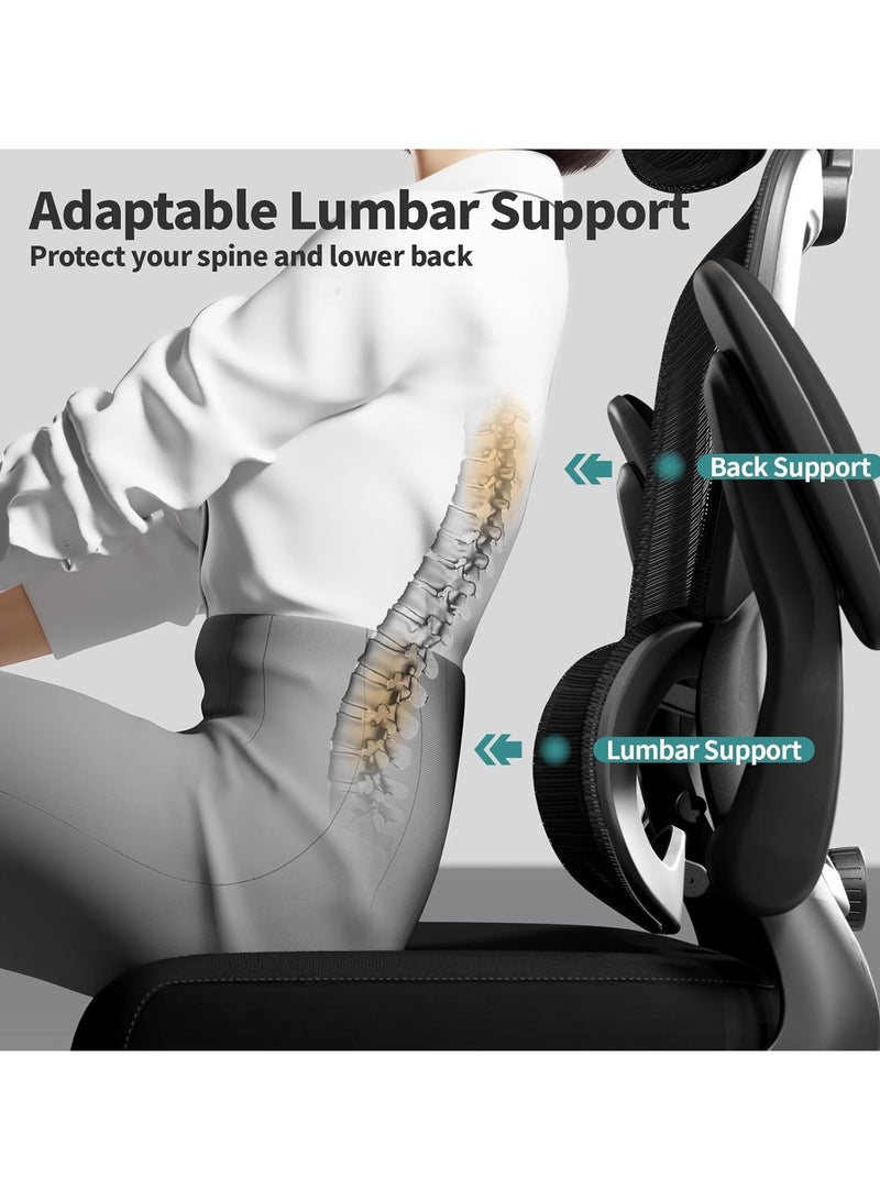 DROGO Premium Ergonomic Office Chair for Work from Home, High Back Computer Chair with Adjustable Seat, Lumbar Support & Headrest, Flip-up Armrest & Recline | Mesh Chair for Office/Home Black  - Image 4