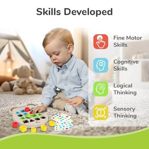 R for Rabbit Orapple Match N Learn Shape Matching Game Toy 12 Activity Cards Kids Color & Geometric Shapes Learning Puzzle 2+ Years for Baby Girls Boys Preschool (Beige Multi) - Image 2