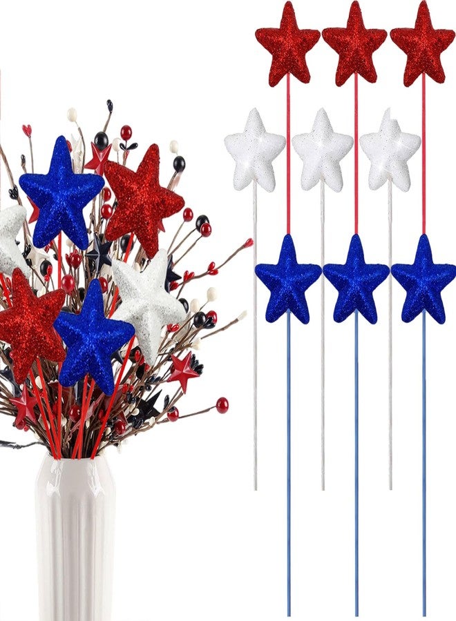 AUOCATTAIL 4th of July Puffy Glitter Star Decoration Red White Blue Star for Memorial Day National Day National Day Americana Independence Day Home Decor Party Table Centerpieces - Image 1