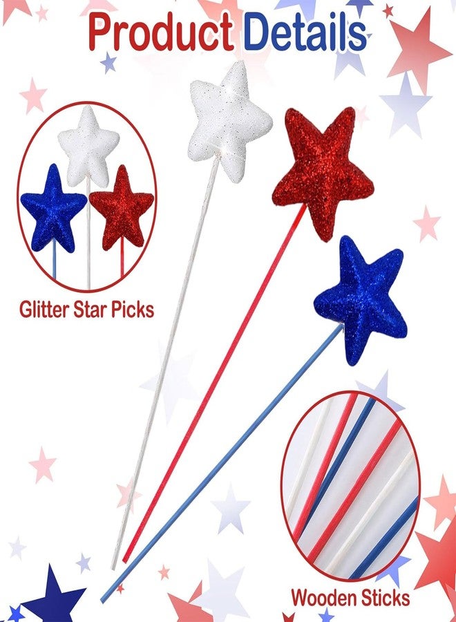 AUOCATTAIL 4th of July Puffy Glitter Star Decoration Red White Blue Star for Memorial Day National Day National Day Americana Independence Day Home Decor Party Table Centerpieces - Image 3