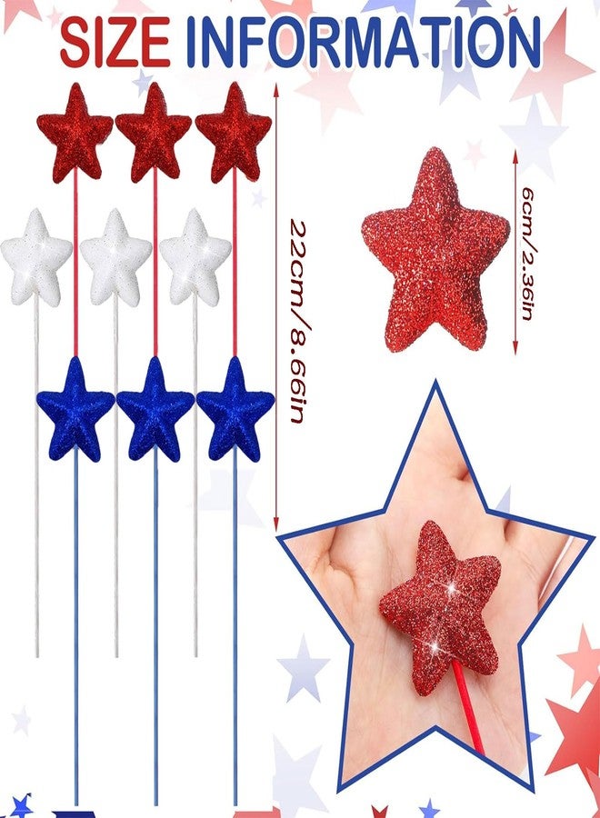 AUOCATTAIL 4th of July Puffy Glitter Star Decoration Red White Blue Star for Memorial Day National Day National Day Americana Independence Day Home Decor Party Table Centerpieces - Image 2