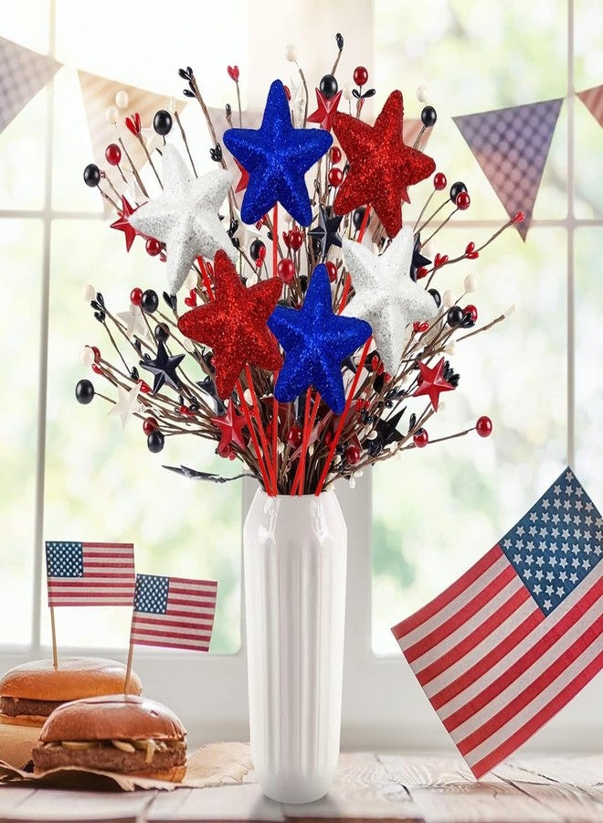 AUOCATTAIL 4th of July Puffy Glitter Star Decoration Red White Blue Star for Memorial Day National Day National Day Americana Independence Day Home Decor Party Table Centerpieces - Image 4