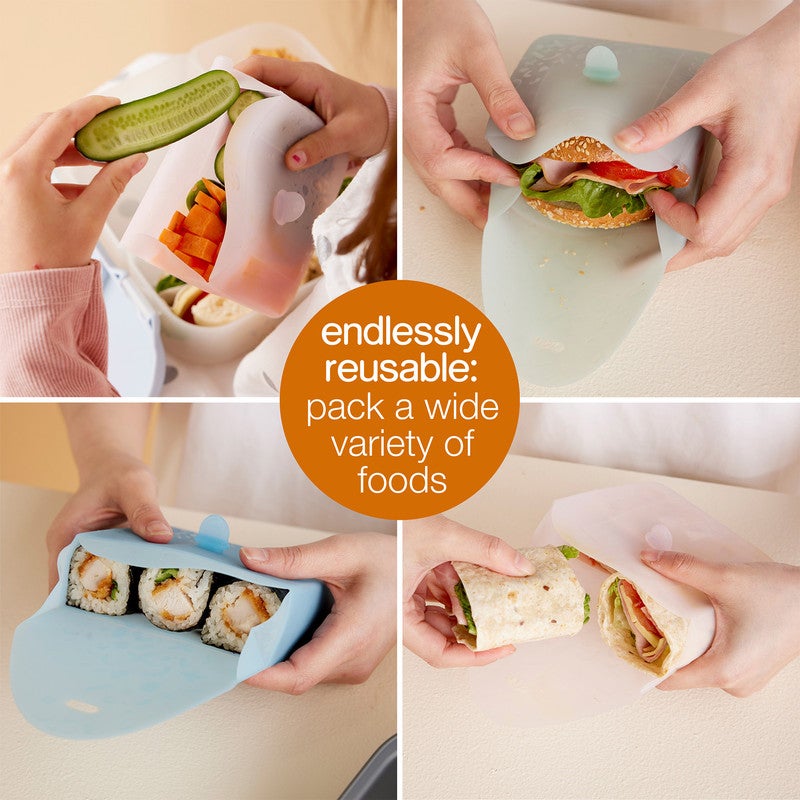 b.box NEW Silicone Sandwich Pocket | Reusable Silicone Pouch, Bento Box Divider | Fits in Lunch Box | Microwave, Freezer & Dishwasher Safe | Food Meal Prep Storage Container (Ages 3+, Forest) - Image 4