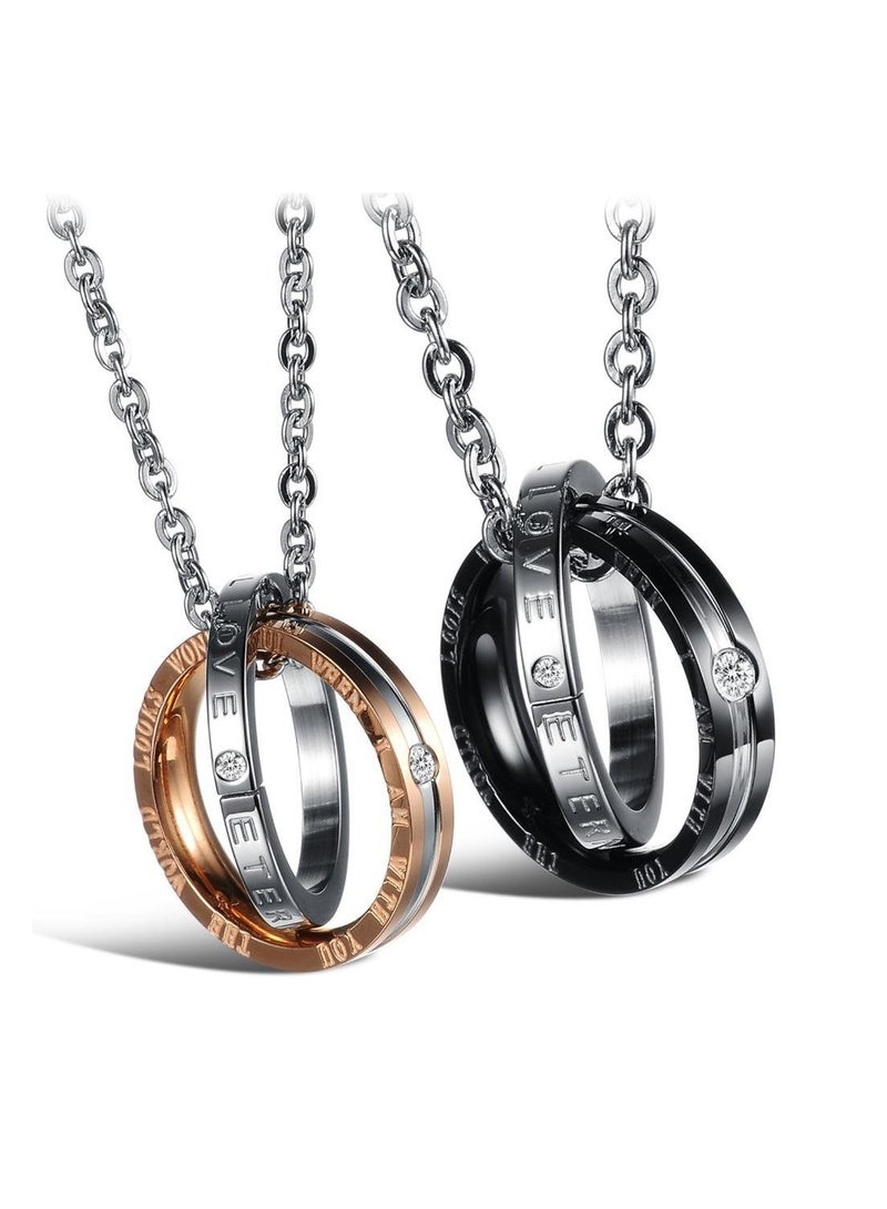 Excefore Matching Necklace For Couples Titanium Promise Love Stainless Steel Pendant Necklaces for Him, Her Jewelry Set Gifts for Anniversary - Image 1