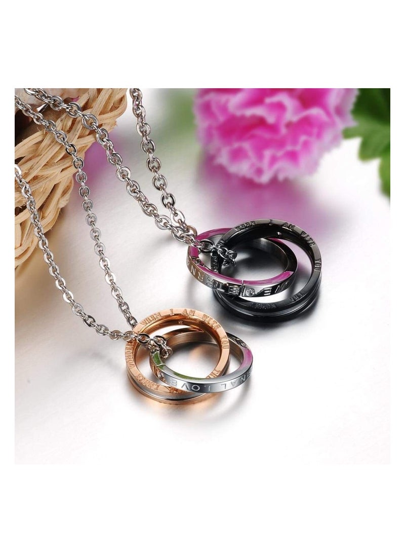 Excefore Matching Necklace For Couples Titanium Promise Love Stainless Steel Pendant Necklaces for Him, Her Jewelry Set Gifts for Anniversary - Image 2