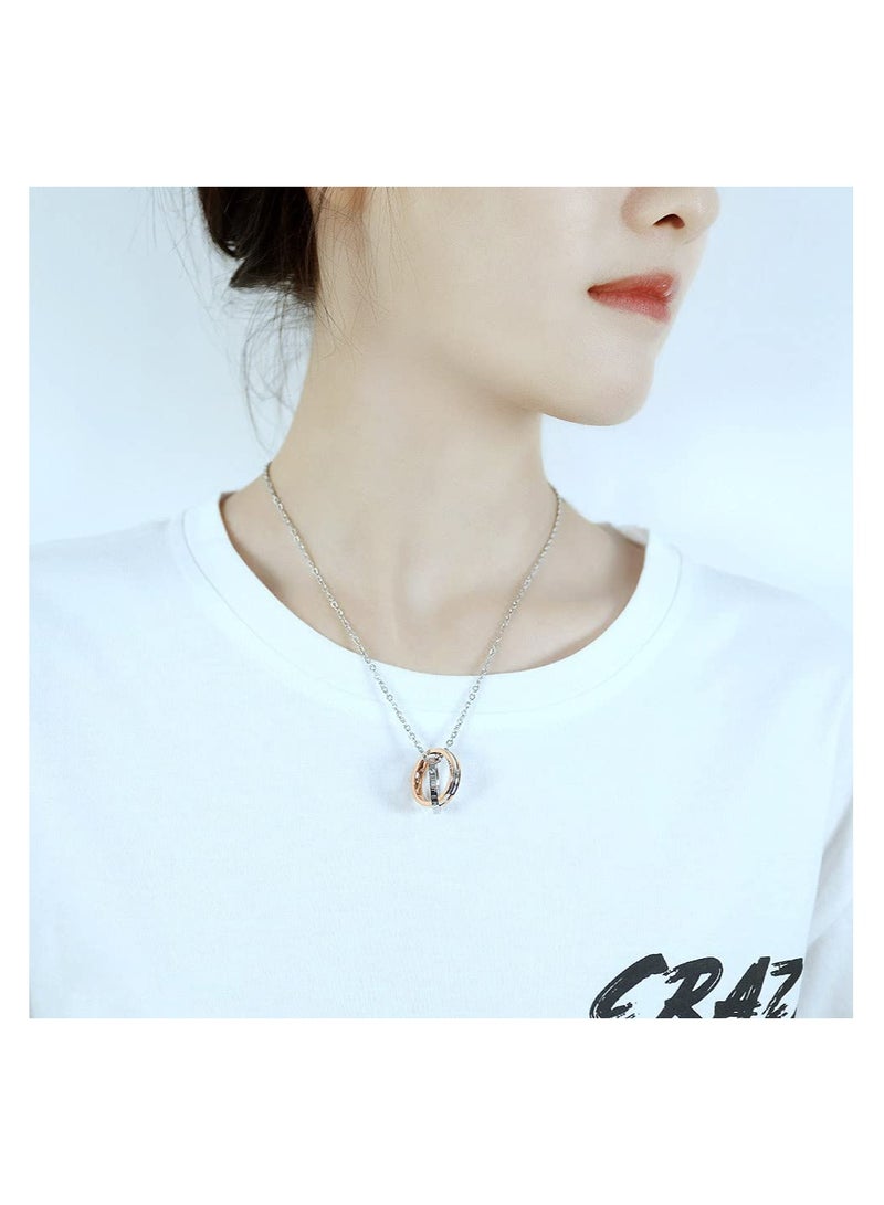 Excefore Matching Necklace For Couples Titanium Promise Love Stainless Steel Pendant Necklaces for Him, Her Jewelry Set Gifts for Anniversary - Image 3