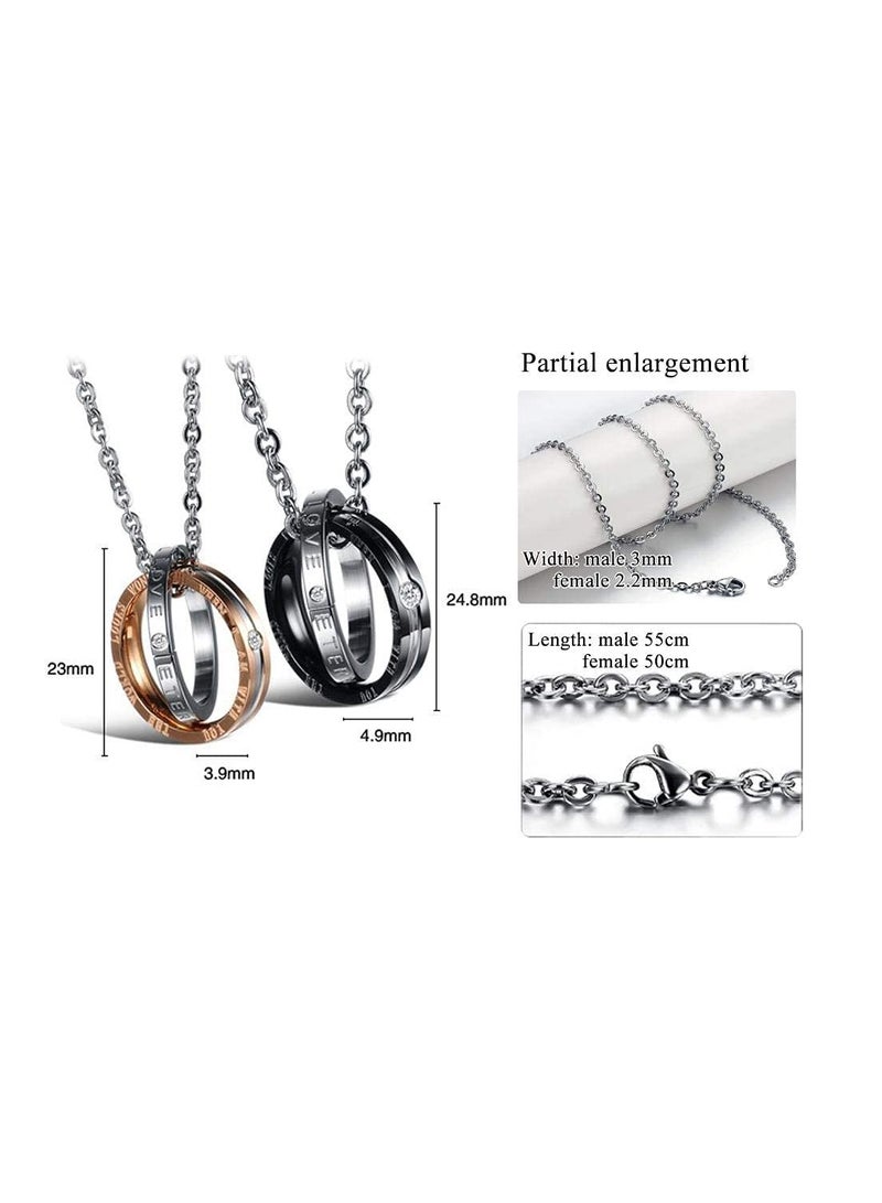 Excefore Matching Necklace For Couples Titanium Promise Love Stainless Steel Pendant Necklaces for Him, Her Jewelry Set Gifts for Anniversary - Image 5