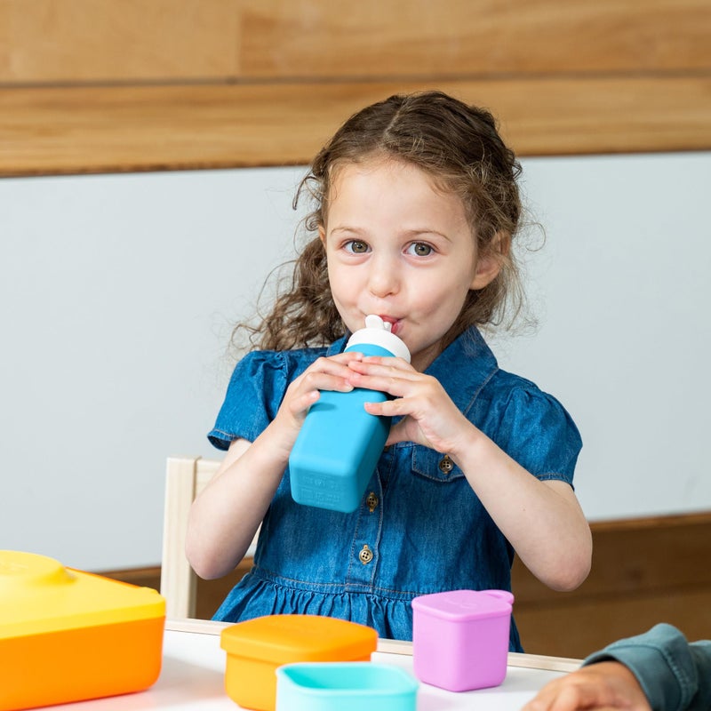 Omie OmieBox Reusable Silicone Water Bottle - 8.7 oz, Straw Top, BPA-Free & Phthalate-Free, Leak-Proof (Blue) (OmieBox Sold Separately) - Image 3