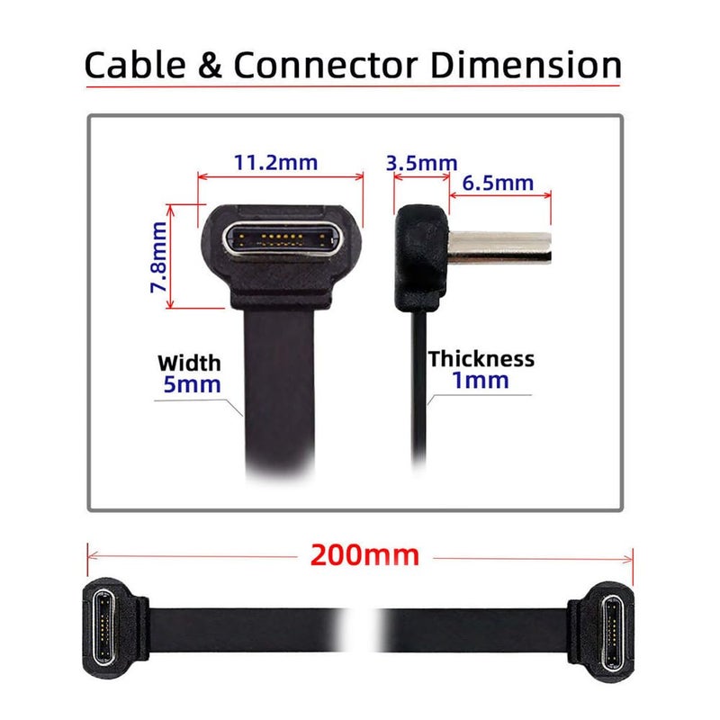 كابل بيانات USB2.0 قصير من xiwai بطول 7.87 بوصة، مسطح فائق النحافة، USB-C من نوع C إلى USB-C، موصل بزاوية بقدرة 65 واط شحن سريع لأجهزة الكمبيوتر المحمول والتابلت والهاتف، 20 سم - Image 4