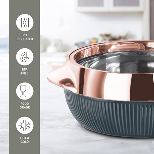 Thangam Stainless Steel Casserole, Set Includes 1500ml 950 ml Copper Water Bottle, Double Wall Insulated Hot Pot, Casserole Set for Rice, Gravy, Poha, Curry, Hot Boxes for Kitchen,Set of 2 - Image 4