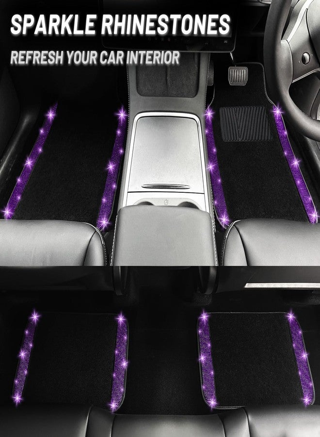 NBTEPEM Purple Violet Bling Car Floor Mats Full Set, Universal Fit Most Cars,SUV, Trucks, 4 pcs Sparkle Glitter Diamond Carpet for Women Girls with Anti-Slip Pad (Purple Violet Diamond) - Image 4