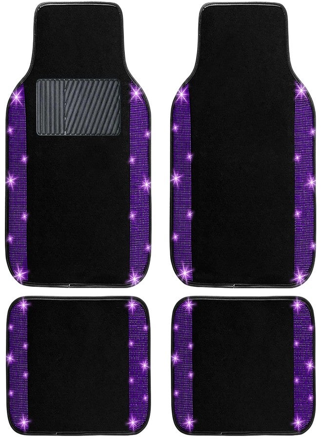 NBTEPEM Purple Violet Bling Car Floor Mats Full Set, Universal Fit Most Cars,SUV, Trucks, 4 pcs Sparkle Glitter Diamond Carpet for Women Girls with Anti-Slip Pad (Purple Violet Diamond) - Image 1