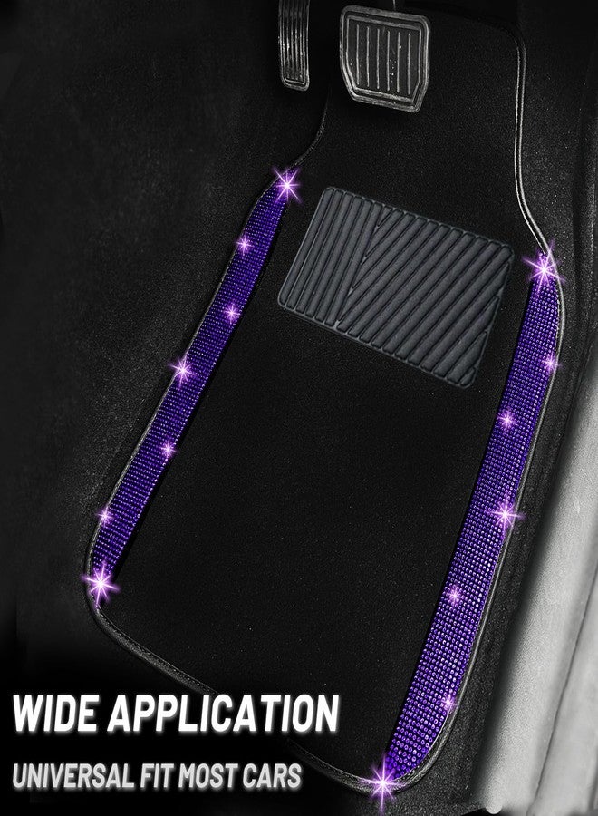 NBTEPEM Purple Violet Bling Car Floor Mats Full Set, Universal Fit Most Cars,SUV, Trucks, 4 pcs Sparkle Glitter Diamond Carpet for Women Girls with Anti-Slip Pad (Purple Violet Diamond) - Image 2