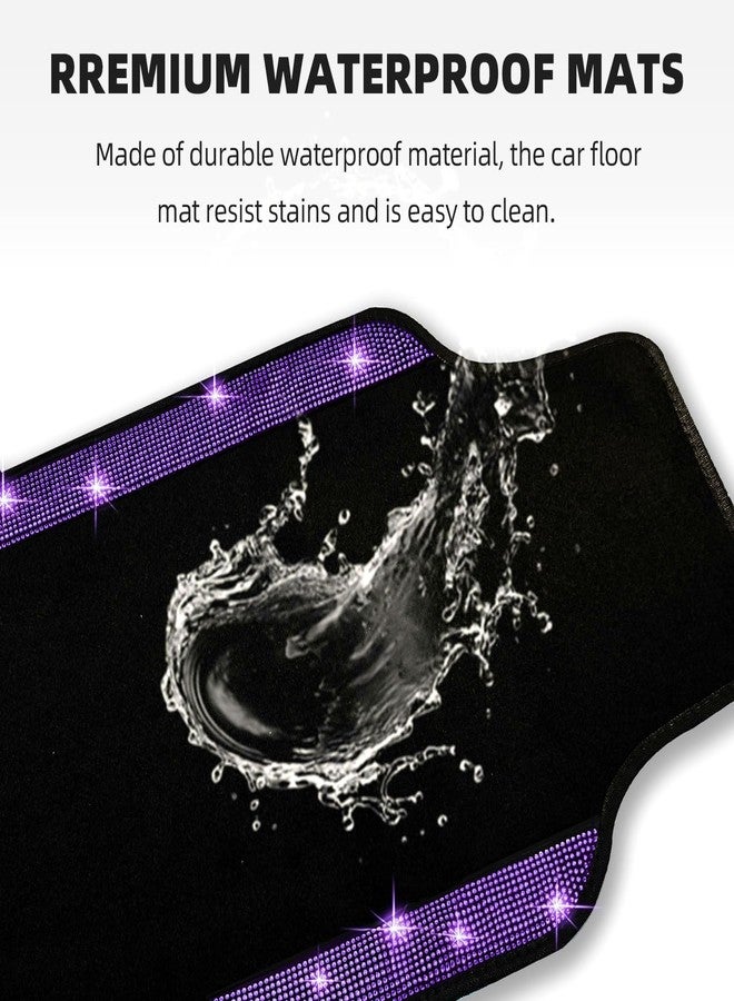 NBTEPEM Purple Violet Bling Car Floor Mats Full Set, Universal Fit Most Cars,SUV, Trucks, 4 pcs Sparkle Glitter Diamond Carpet for Women Girls with Anti-Slip Pad (Purple Violet Diamond) - Image 3