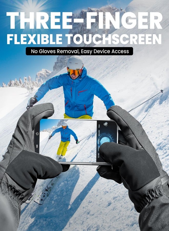 OutdoorMaster Women's & Men's 3M Thinsulate Waterproof Ski Snowboard Gloves, Winter Warm Windproof Snowmobile Gloves with Double-Pocket - Image 4