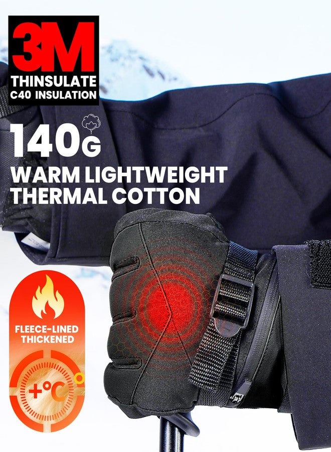 OutdoorMaster Women's & Men's 3M Thinsulate Waterproof Ski Snowboard Gloves, Winter Warm Windproof Snowmobile Gloves with Double-Pocket - Image 2