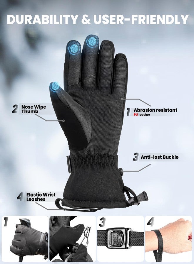OutdoorMaster Women's & Men's 3M Thinsulate Waterproof Ski Snowboard Gloves, Winter Warm Windproof Snowmobile Gloves with Double-Pocket - Image 5