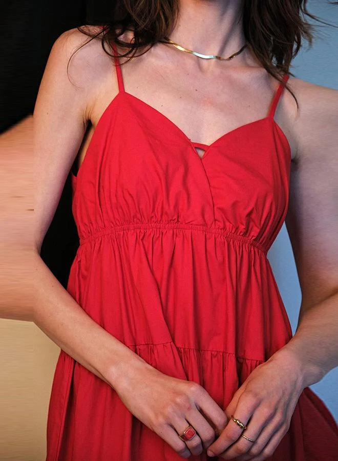 Virgio 100% Cotton Back Tie-Up Detail Tier Dress