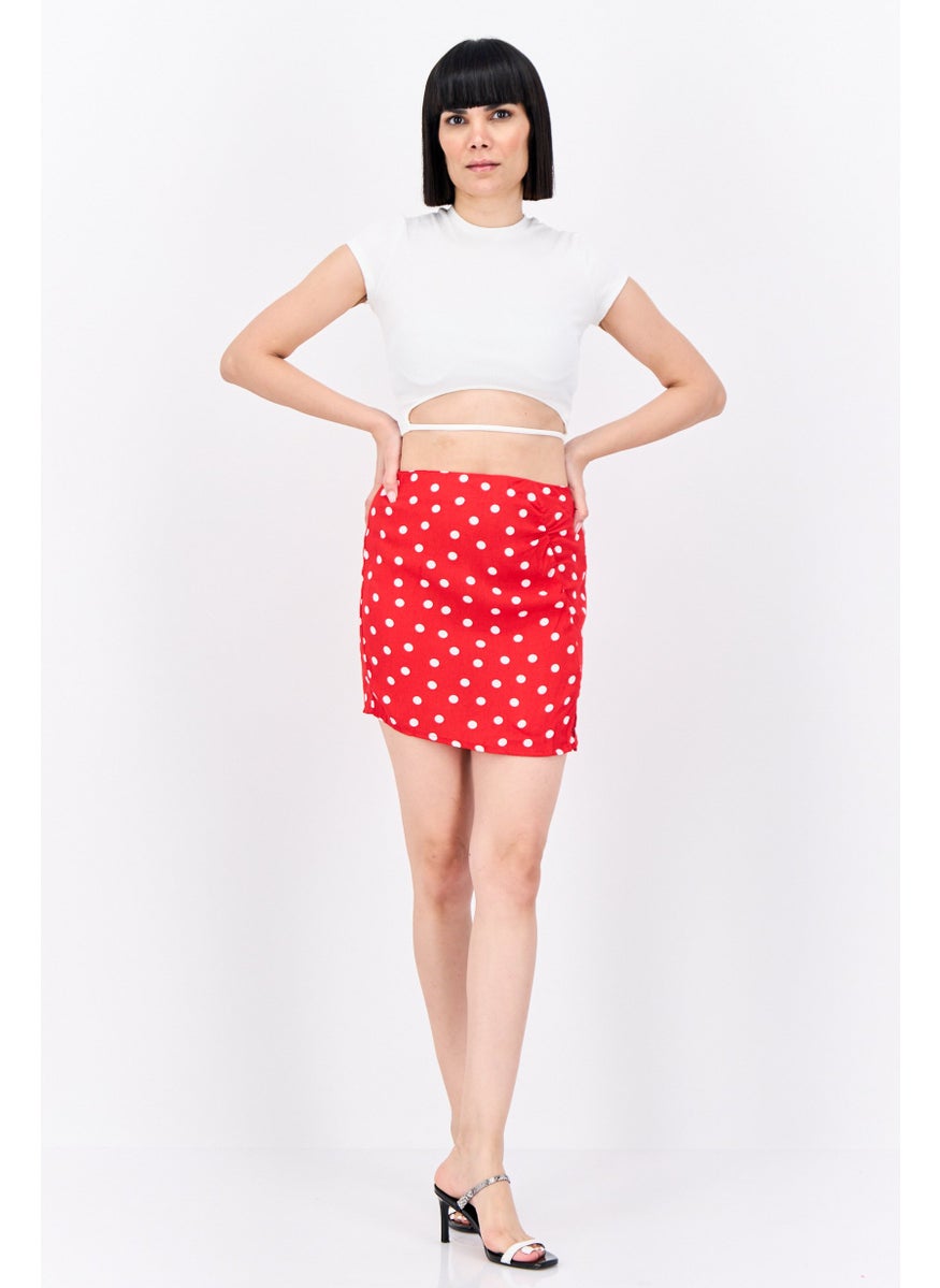 Lefties Women Polka Dots Mini Skirt, Red  - Image 4