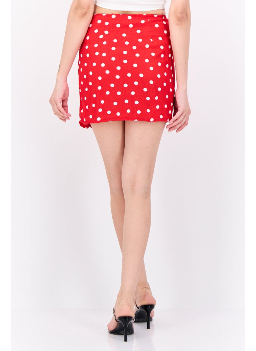 Lefties Women Polka Dots Mini Skirt, Red  - Image 3