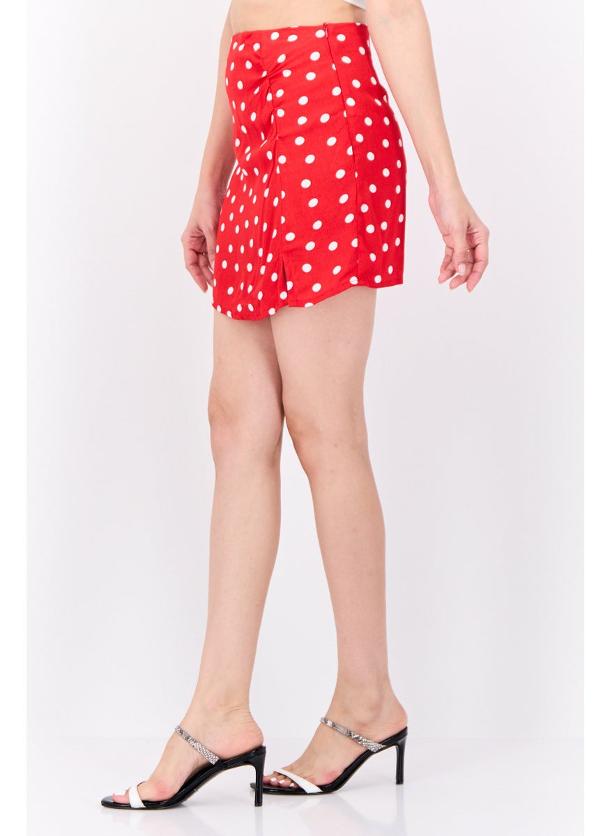 Lefties Women Polka Dots Mini Skirt, Red  - Image 2