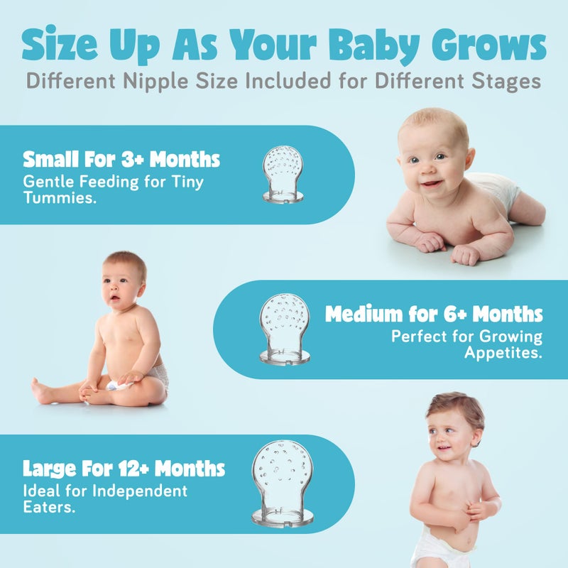 ashtonbee Baby Fruit Feeder, Teething Pacifier for Fruits, Veggies, or Frozen Milk, Food-Grade Silicone Teethers for Babies 6-12 Months, Baby Essentials for Teething Relief - Apple Green and Lychee Pink - Image 5