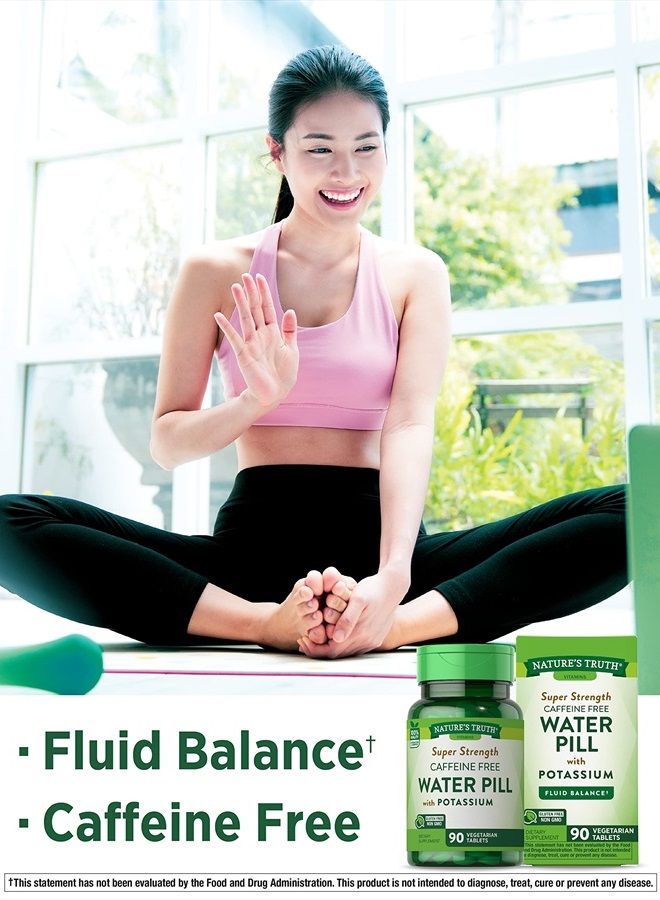 Nature's Truth Super Strength Water Pill with Potassium | 90 Count | Caffeine Free | Vegetarian, Non-GMO, Gluten Free - Image 3