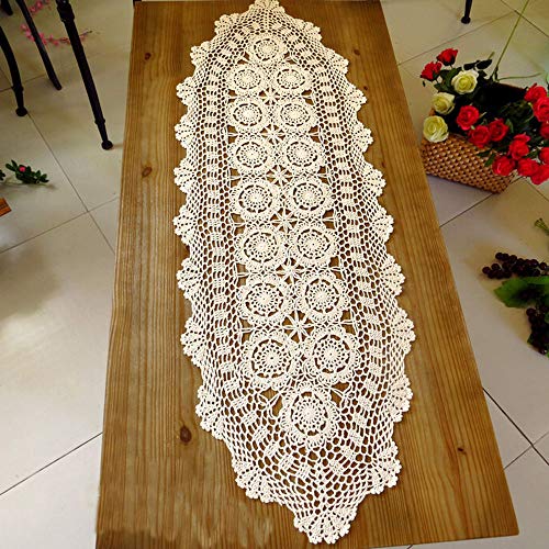Laivigo Handmade Crochet Lace Table Cloth Doilies Doily,Rectangle,16 x 24 Inch,Beige - Image 1