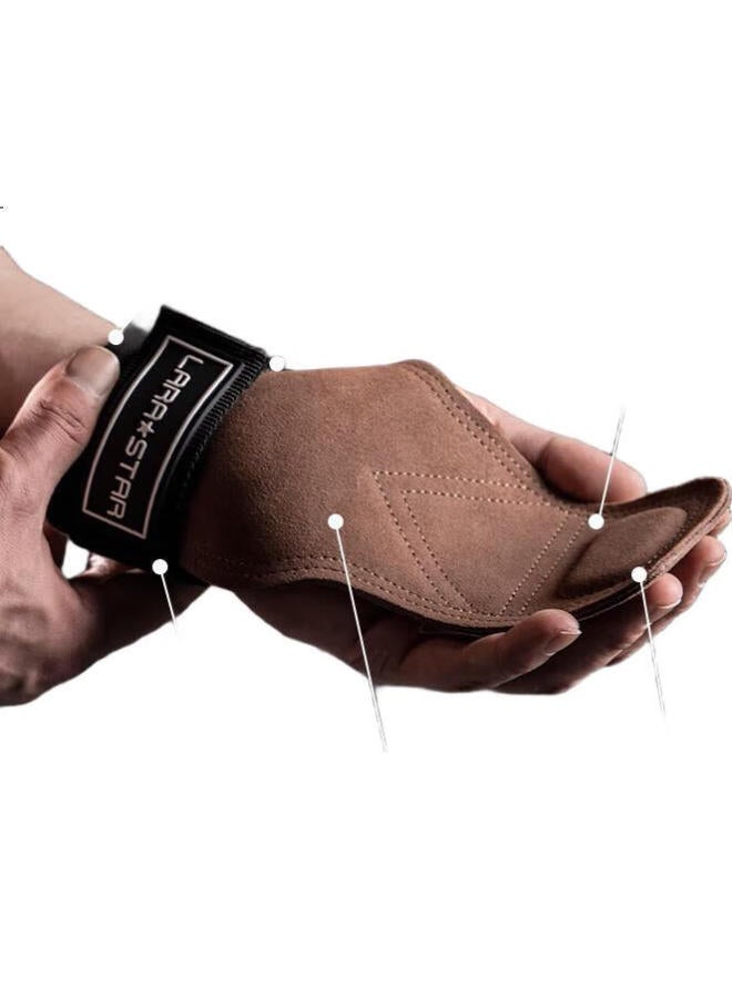 LAURASTAR Laura Star Pull-Up Assist Band, Grip Band, Fitness Gloves, Chin-Up And Deadlift Palm Protector, Wrist Support For Men And Women, Brown - Image 1