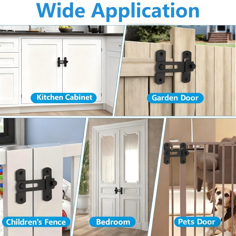 GuoluvSoo 2 Pack Black Barn Door Lock, Premium 4-Inchâ€‹â€‹ Sliding Barn Door Latch with Easy Installation, Rust & Scratch-Resistant, Door Latches Hardware for Barn, Bathroom, Garage, Cabinet - Image 3