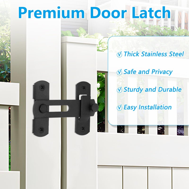GuoluvSoo 2 Pack Black Barn Door Lock, Premium 4-Inchâ€‹â€‹ Sliding Barn Door Latch with Easy Installation, Rust & Scratch-Resistant, Door Latches Hardware for Barn, Bathroom, Garage, Cabinet - Image 5