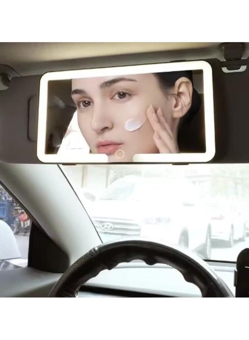 LED Car Makeup Mirror with Touch Control – Rechargeable, Type-C, Adjustable Light – Model NZ-328 - Image 1