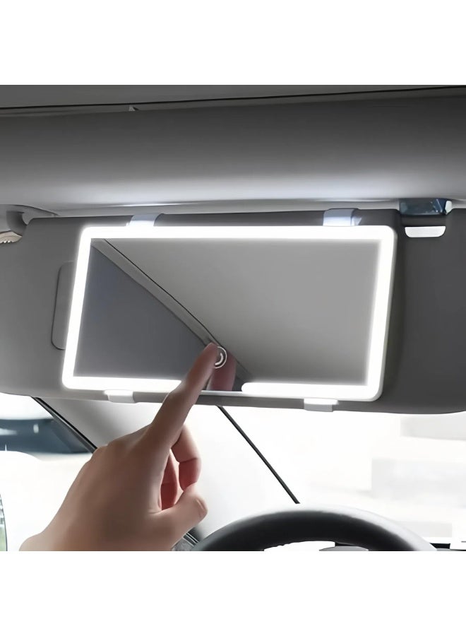 LED Car Makeup Mirror with Touch Control – Rechargeable, Type-C, Adjustable Light – Model NZ-328 - Image 2