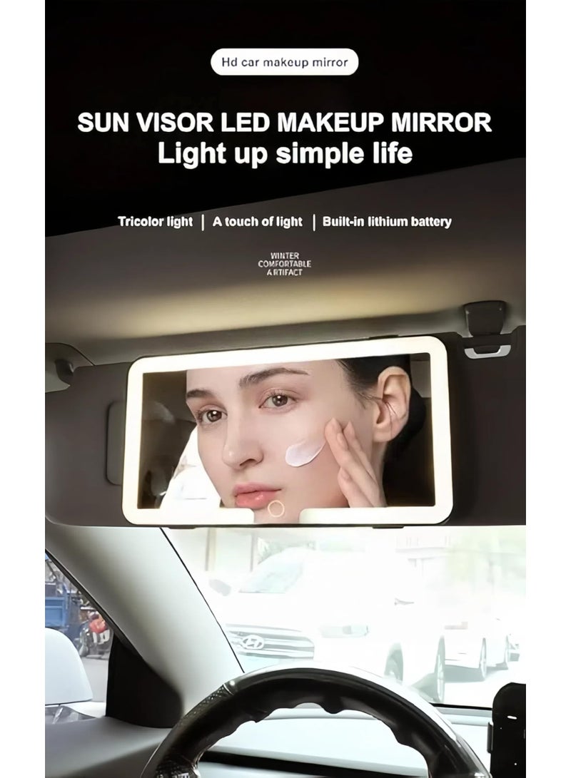 LED Car Makeup Mirror with Touch Control – Rechargeable, Type-C, Adjustable Light – Model NZ-328 - Image 3