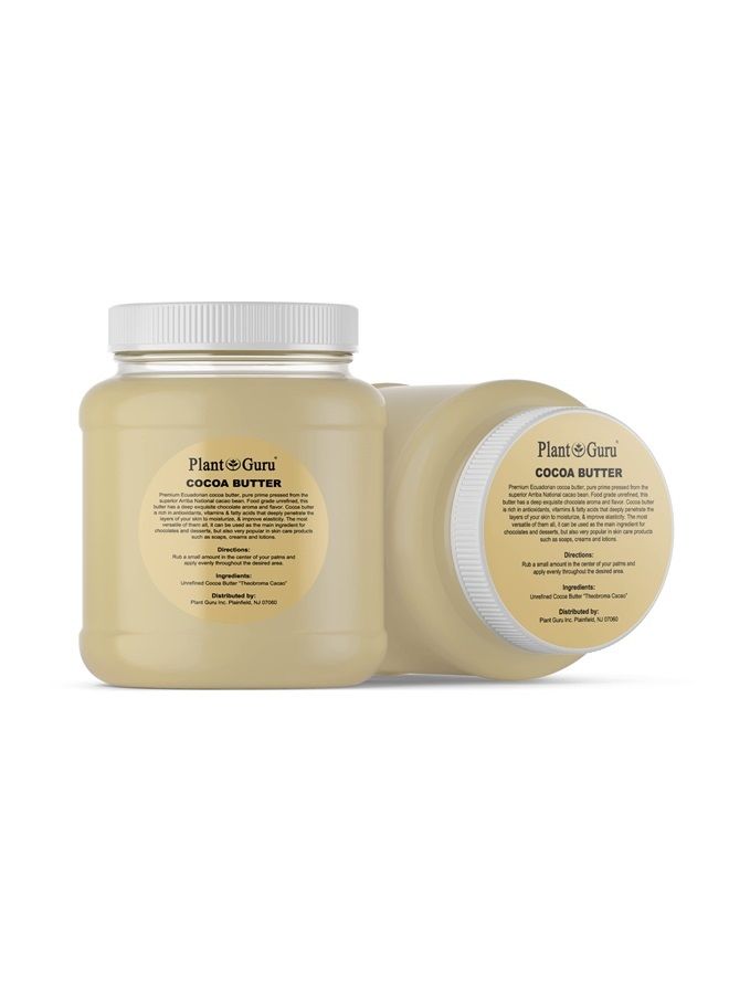Plant Guru Raw Cocoa Butter 3 lbs. Bulk Jar - 100% Pure Natural Unrefined FOOD GRADE Arriba Nacional Cacao Bean, Great For Chocolate Making, Soap, Lip Balm and Moisturizer For DIY Body Butters - Image 3