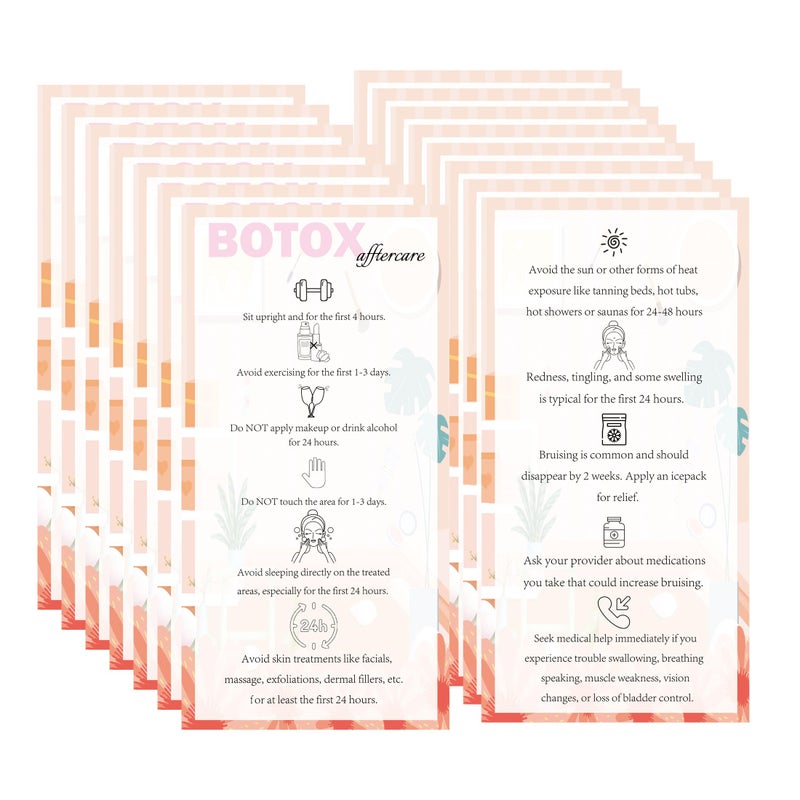 Pop Resin 100 Pack 2x35 Inch Botox Aftercare Card Facial Aftercare Instruction - Image 3