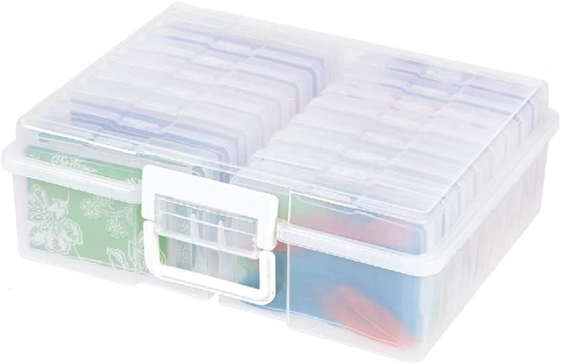 Clear Photo Storage Box and Craft Keeper with handle,16 Inner 4 * 6inch Photo Cases Perfect for Storing Birthday Cards,Photos,Pictures - Image 2