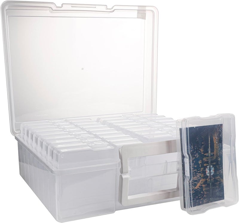 Clear Photo Storage Box and Craft Keeper with handle,16 Inner 4 * 6inch Photo Cases Perfect for Storing Birthday Cards,Photos,Pictures - Image 3