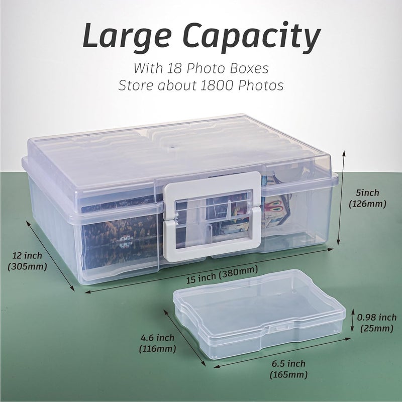 Clear Photo Storage Box and Craft Keeper with handle,16 Inner 4 * 6inch Photo Cases Perfect for Storing Birthday Cards,Photos,Pictures - Image 5