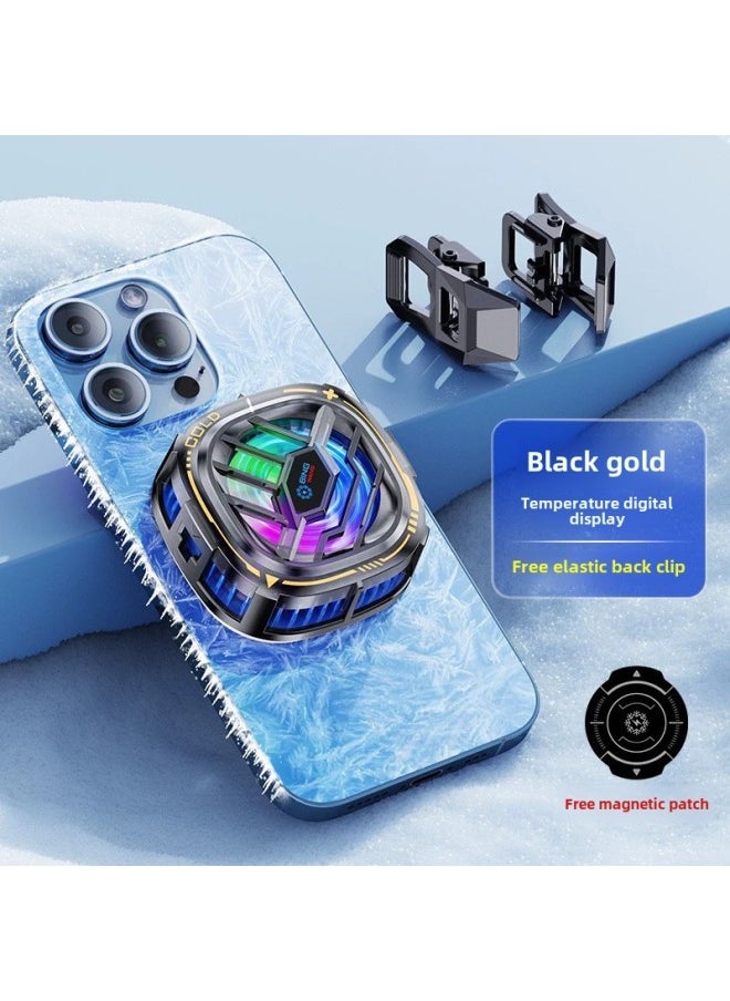 Generic Mimo CX07 Icing Mobile Phone Radiator Semiconductor Refrigeration Mute Magnetic Backclip Universal With Three-gear Digital Display-Color:X76 (black Gold Digital Display)  - Image 1