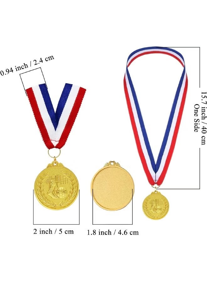 12 Pack Metal Soccer Medals with Ribbons, Gold Award Medals Winner Medals, Football Medals for Soccer Team Gifts, Soccer Games Party Favors Prizes for Children Adults, 2 Inches - Image 2