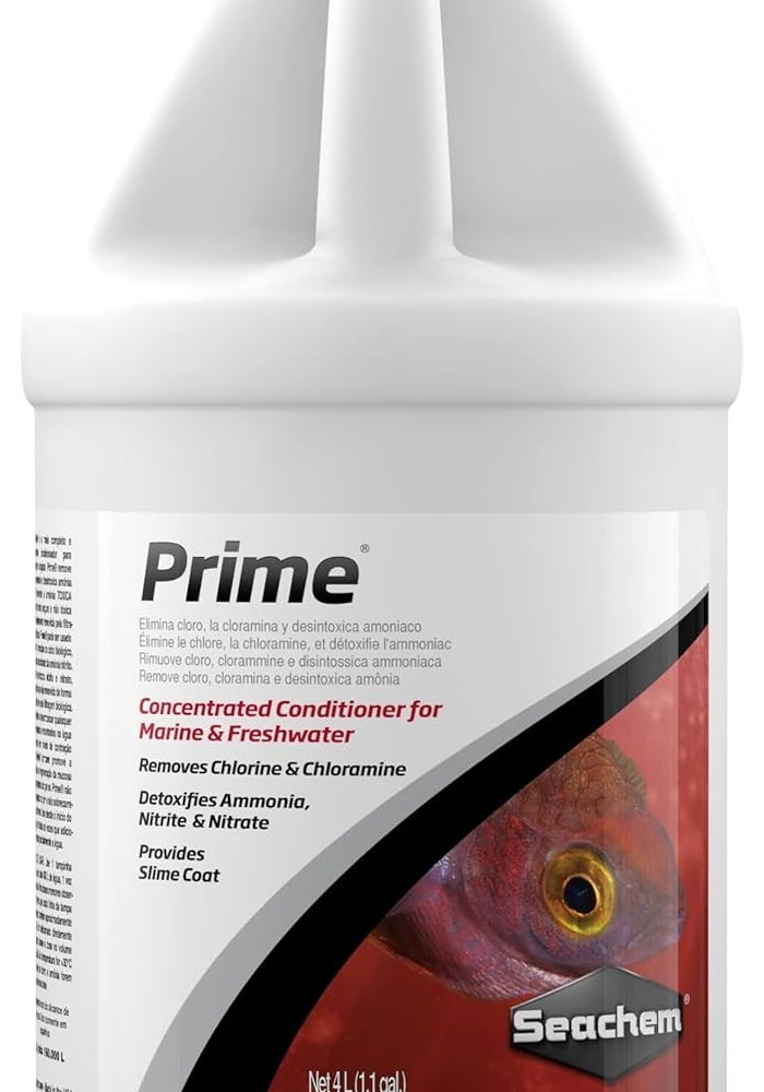 Seachem Prime Fresh and Saltwater Conditioner - 4L Chemical Remover and Detoxifier for Aquariums - Image 1