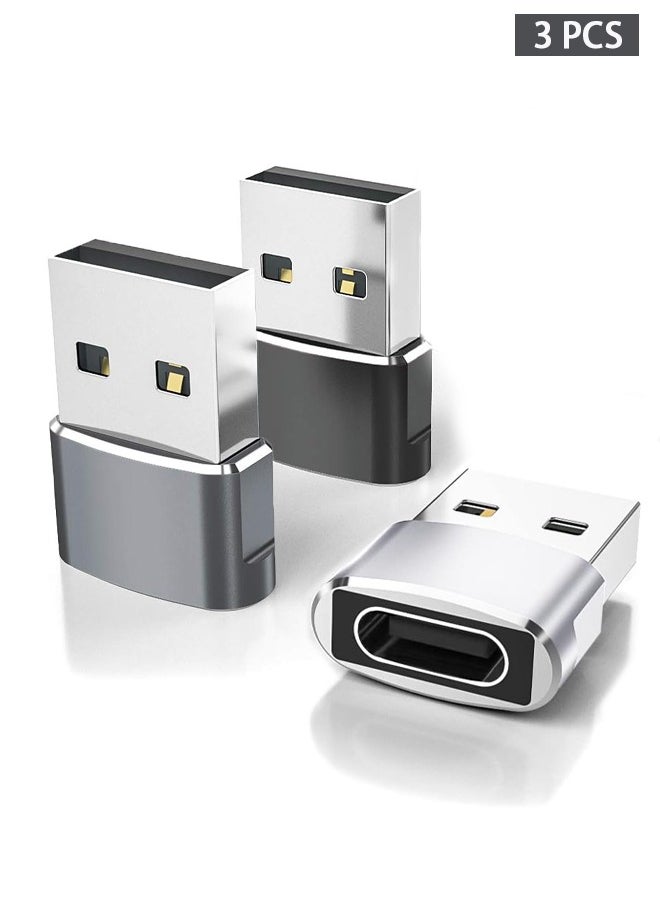 HY USB C Female to USB Male Adapter Pack of 3 Aluminum Shell for iPhone 15 14 13 12 11 Plus Pro Max, Samsung Galaxy S24 S23 S22 Ultra, Apple iWatch Watch Series 7 8 SE, AirPods, iPad  - Image 1